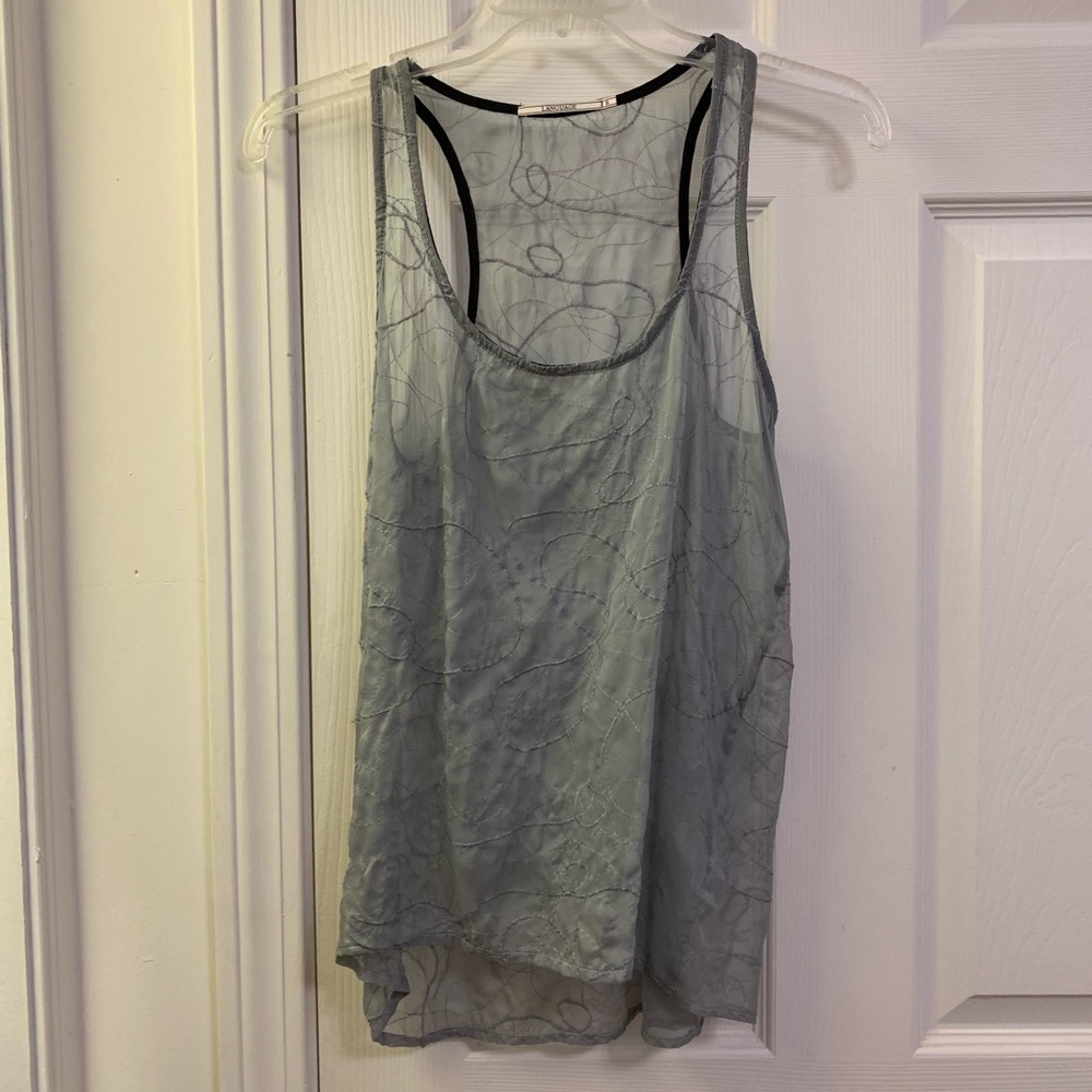 100% SILK Metallic embroidered top. Size S